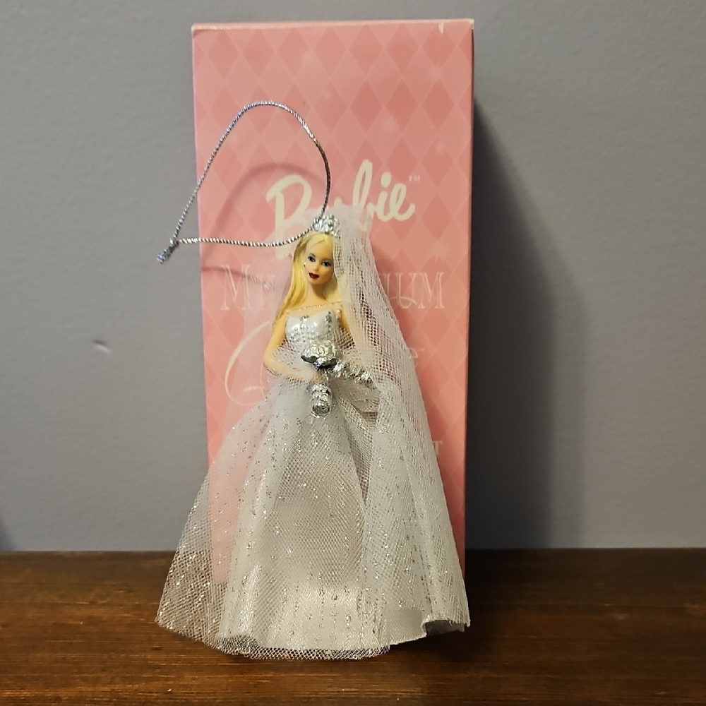 Barbie Bridal Ornament in White and Silver